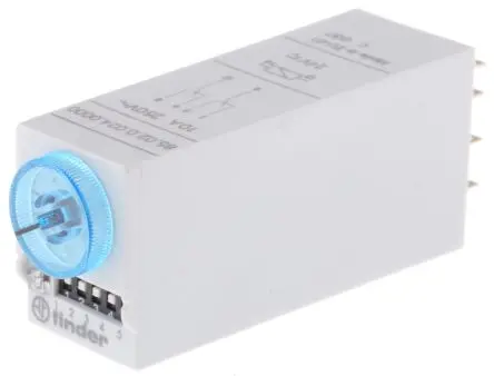 Produktfoto 1 von Finder 85 Zeitrelais, Einrastbefestigung 110 to 125 V dc 24V ac, 5 to 100 h, 0.05 to 100 s, 3 to 100 min, 2 Kont.