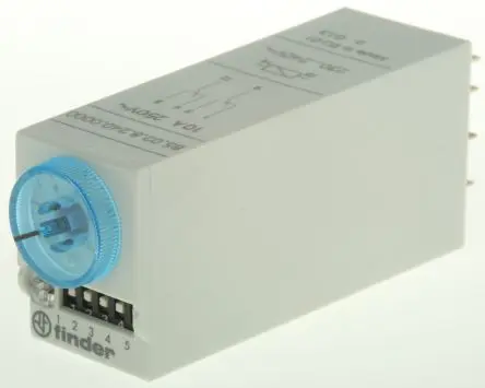 Produktfoto 1 von Finder 85 Zeitrelais, Einrastbefestigung 110 to 125 V dc 230V ac, 240 V ac, 3 to 100 min, 5 to 100 h, 0.05 to 100 s, 2