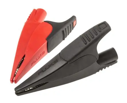 Produktfoto 1 von Fluke Vernickelte 20 mm Krokodilklemme, Rot, Schwarz, 10A Gummi Isoliert