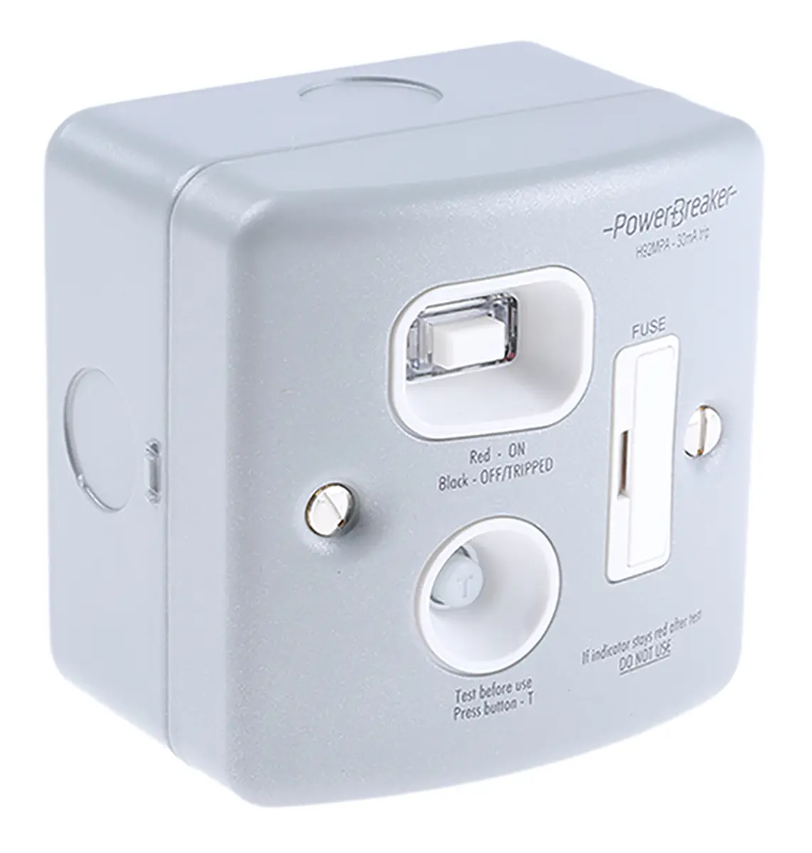 Produktfoto 1 von Powerbreaker Gesicherte Abzweigdose 1 Ausbrüche 40 ms 30 mA 20 mm min. Passiv 230 V ac 13 A