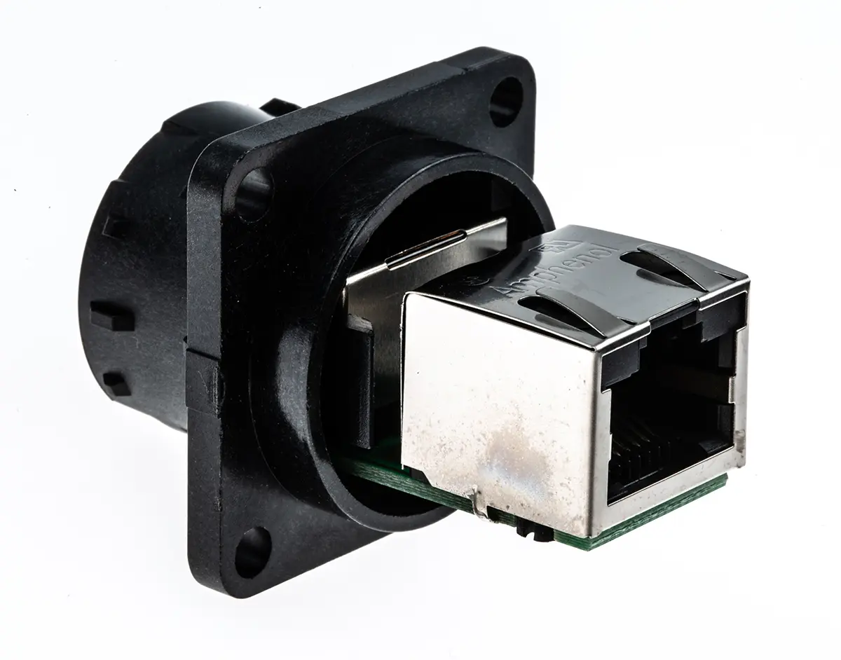 Amphenol Socapex RJF544 Buchse Cat5e RJ45-Steckverbinder, 1-Port 8-polig Ungeschirmt Frontplattenmontage Gerade
