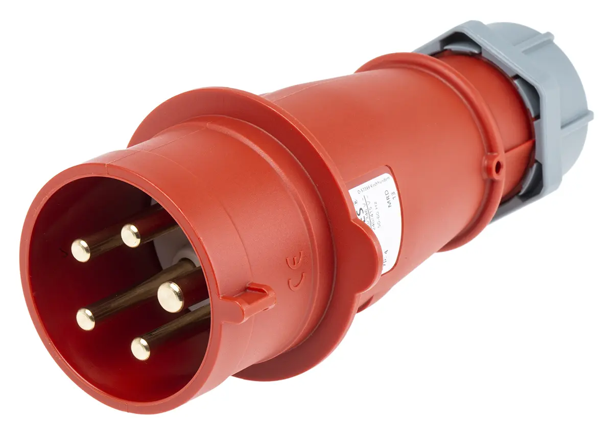 Produktfoto 1 von MENNEKES AM-TOP Leistungssteckverbinder Rot 3P+N+PE, 400V, Kabel Gerade IP44 32A Phasenwender