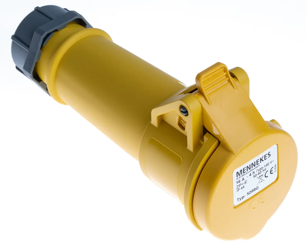 Produktfoto 1 von MENNEKES AM-TOP Leistungssteckverbinder Gelb, 110V 2P+PE / 16A, Kabel IP44