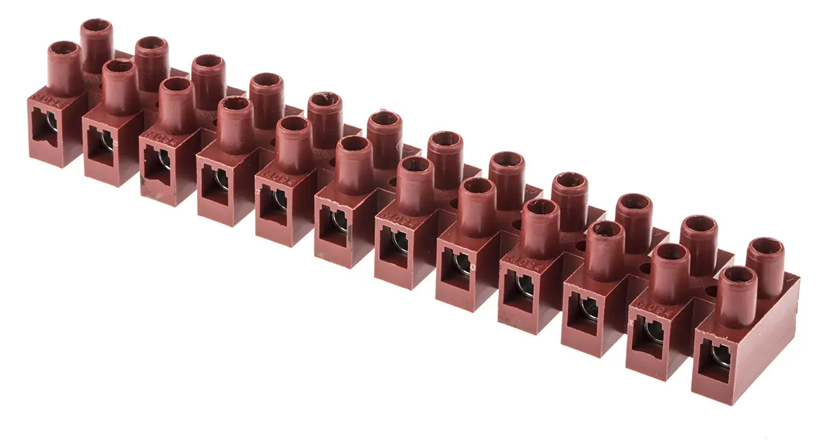 RS PRO Messing Nylon Klemmblock ohne Sicherung 41A transparent 12-polig Schraubbefestigung, Raster 12 mm 6mm²
