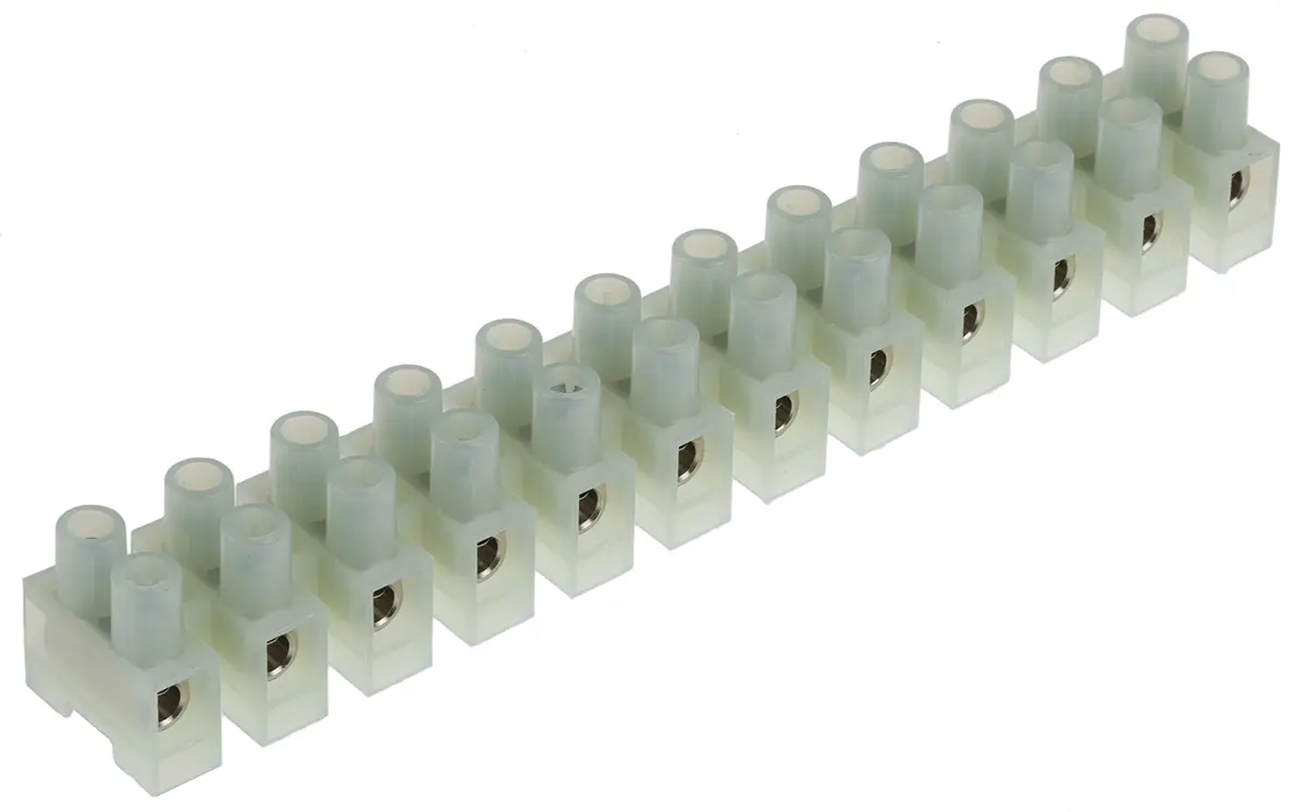 Produktfoto 1 von RS PRO Messing Nylon Klemmblock ohne Sicherung 50A transparent 12-polig Schraubbefestigung, Raster 15 mm 10 mm²