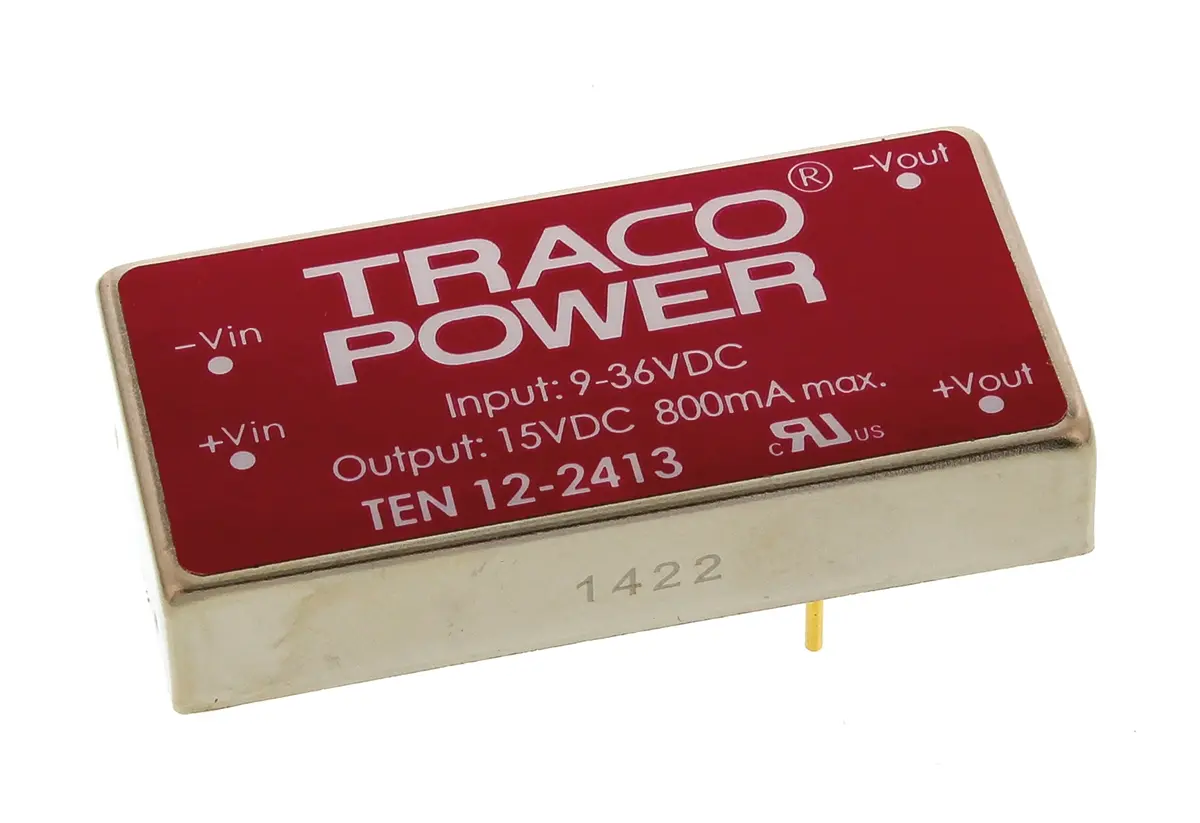 TRACOPOWER TEN 12 DC/DC-Wandler 12W 24 V dc IN, 15V dc OUT / 800mA Durchsteckmontage 1.5kV dc isoliert