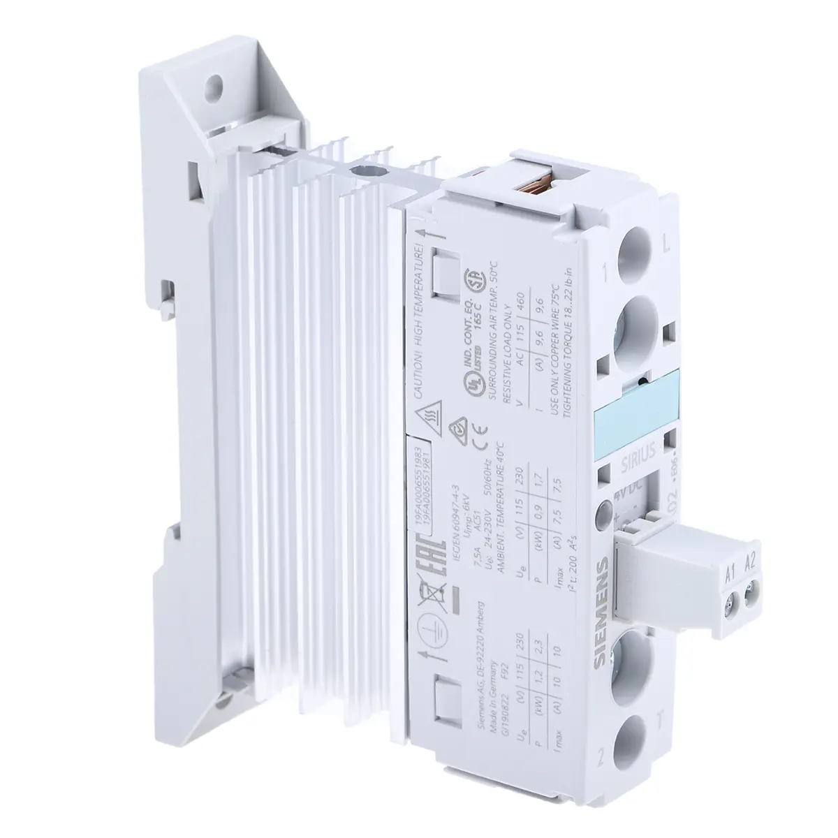 Produktfoto 1 von Siemens SIRIUS 3RF 3RF2 DIN-Schienen Halbleiterrelais mit Nulldurchgang, 1-poliger Schließer 230 V / 10,5 A