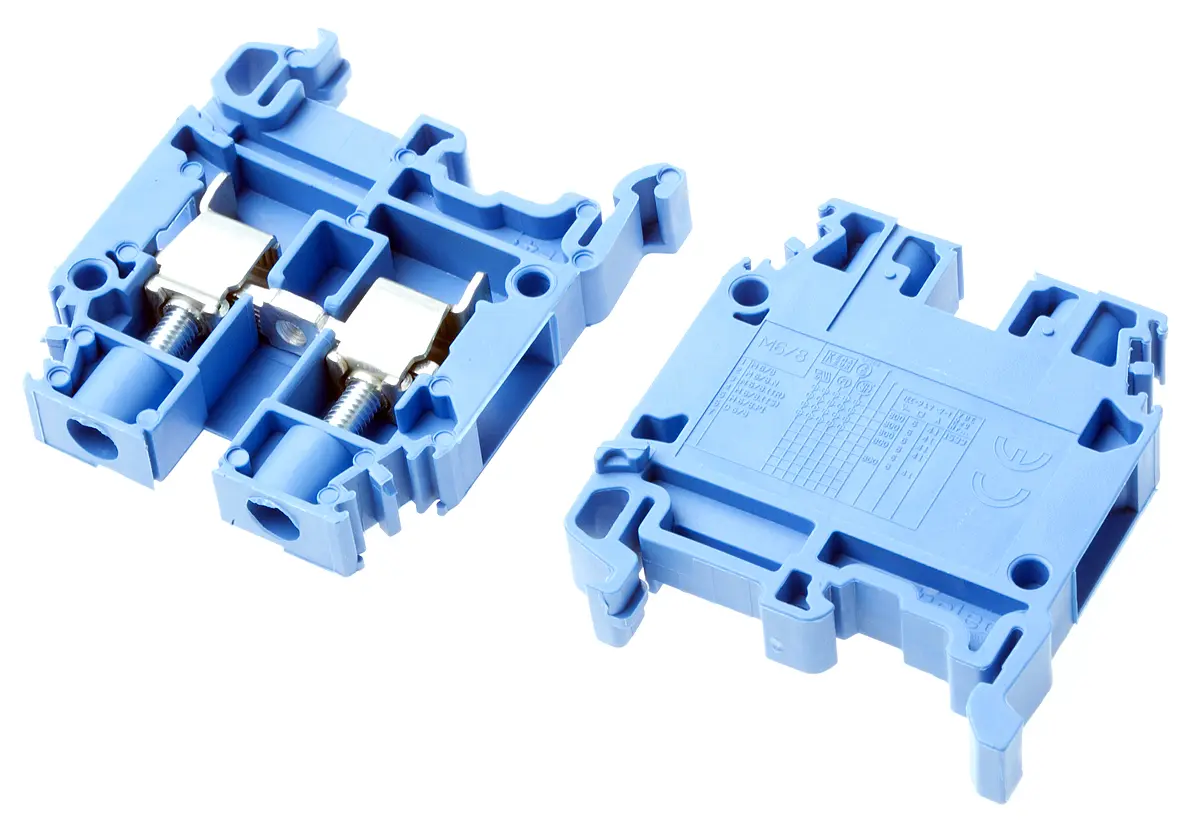 Produktfoto 1 von Entrelec SNA Anschlussklemmenblock DIN-Schiene 1 Blau, 6 mm², 1 kV ac Schraubbefestigung