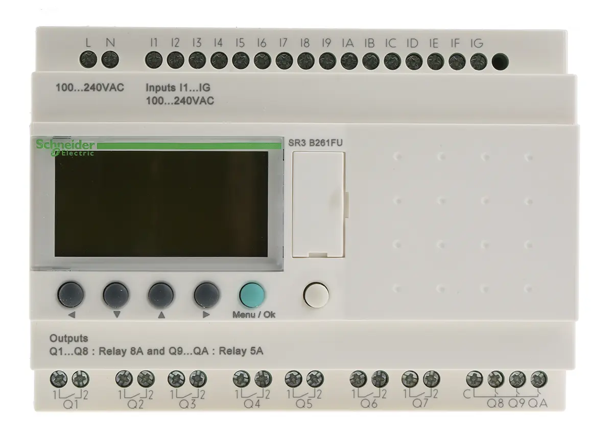 Produktfoto 1 von Schneider Electric Zelio Logic Logikmodul, 16 Eing. Relais Ausg.Typ Diskret Eing.Typ 100 → 240 V ac