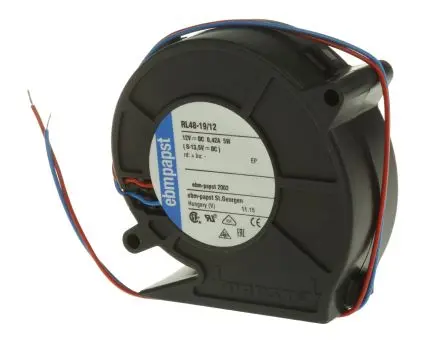 Produktfoto 1 von ebm-papst RL 48 Zentrifugallüfter, Zentrifugal, 12V dc, DC 75.5 mm, 57 dB 75.2mm, 4400 U/min 27 mm, Kugel