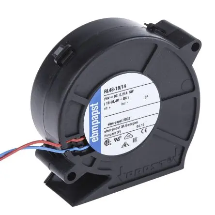 Produktfoto 1 von ebm-papst RL 48 Zentrifugallüfter, Zentrifugal, 24V dc, DC 75.5 mm, 57 dB 75.2mm, 4400 U/min 27 mm, Kugel