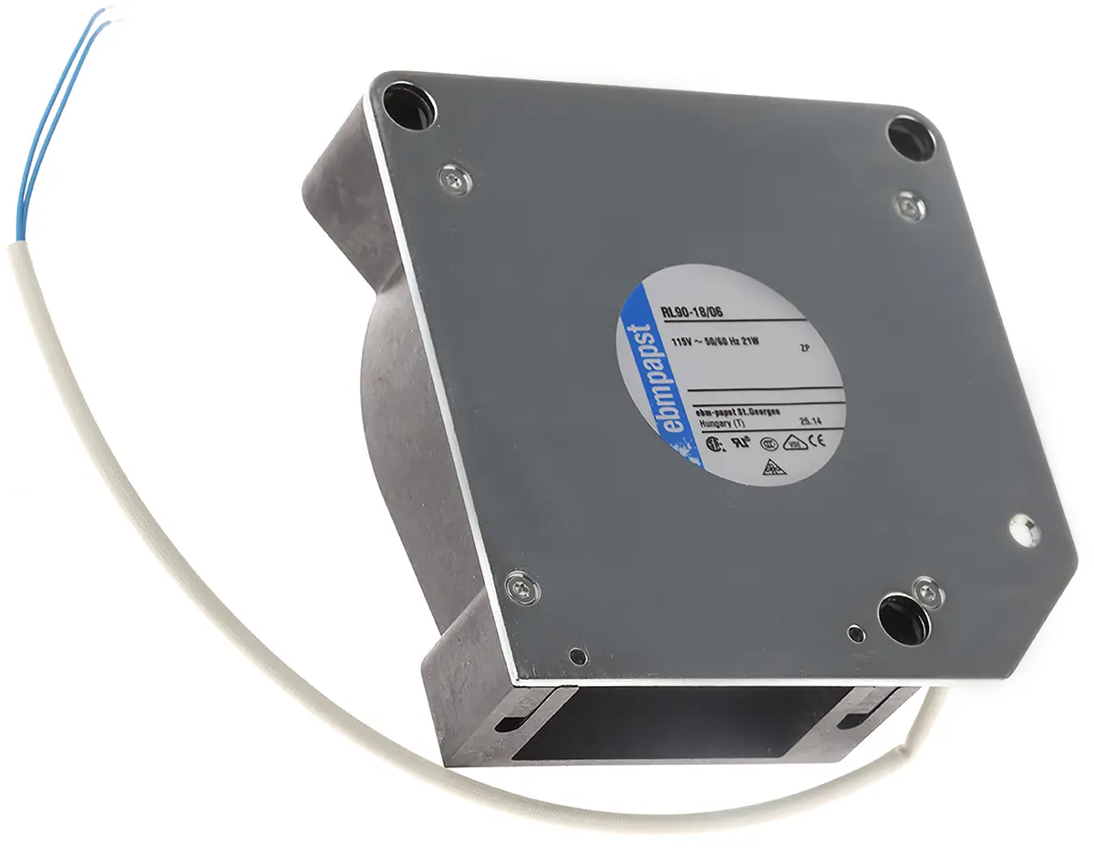 Produktfoto 1 von ebm-papst RL 90 N Radialgebläse, radial, 115 V ac, AC, 60dB, 120.6 x 120.6 x 37mm, 2550U/min, Kugellager