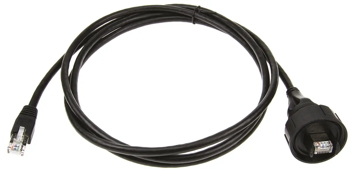 Produktfoto 1 von Bulgin Cat5e Ethernet-Kabel, 2 m, Schwarz Abgeschirmt Geschirmt, Polyurethan