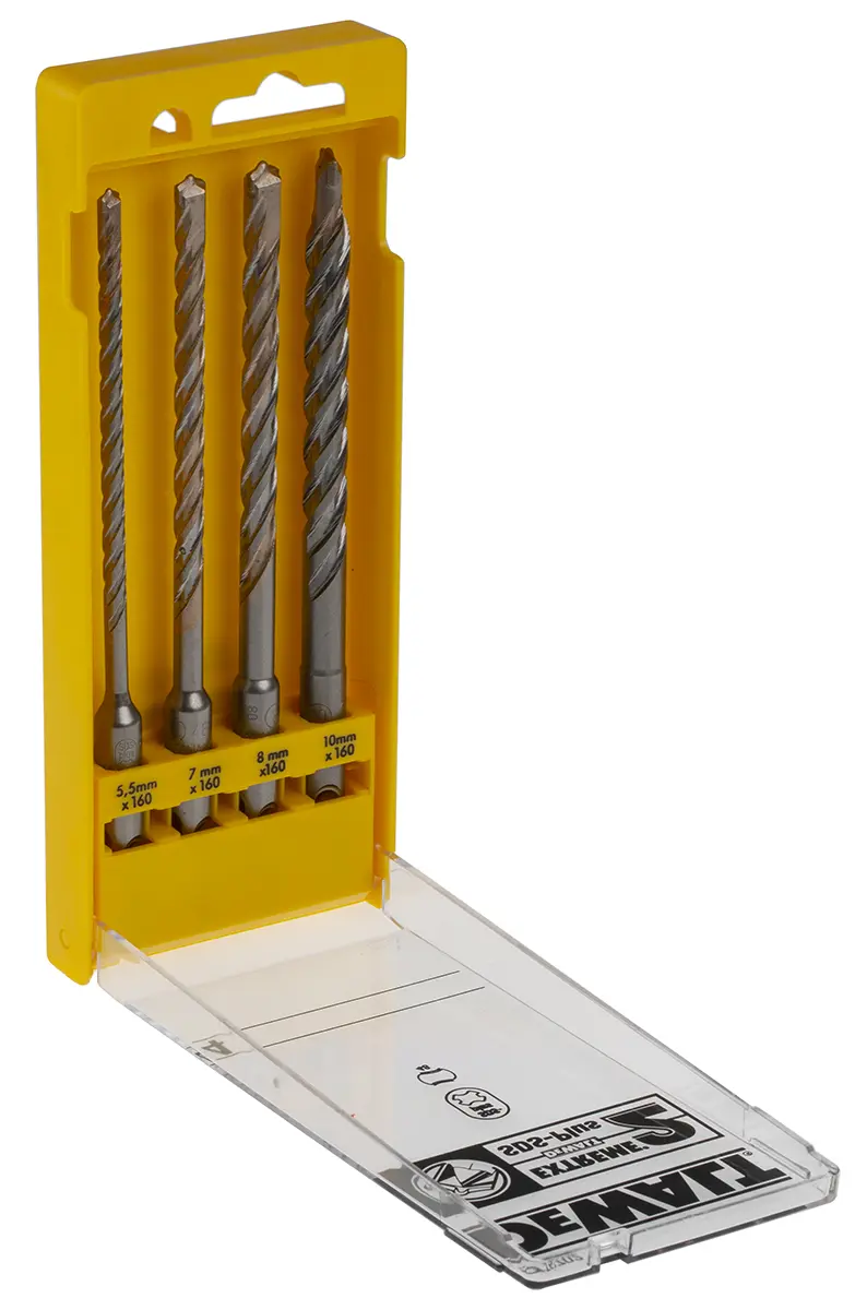 Produktfoto 1 von DeWALT Stahl SDS Satz 5.5 mm → 10 mm, 4-teilig für Mauerwerk