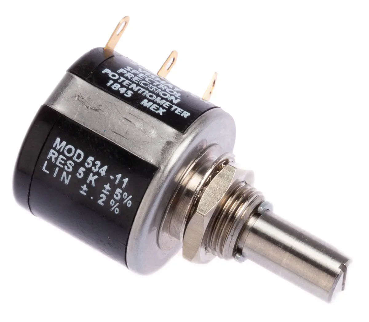 Vishay 534, Tafelmontage 10-Gang Dreh Potentiometer 5kΩ ±5% / 2W , Schaft-Ø 6,35 mm