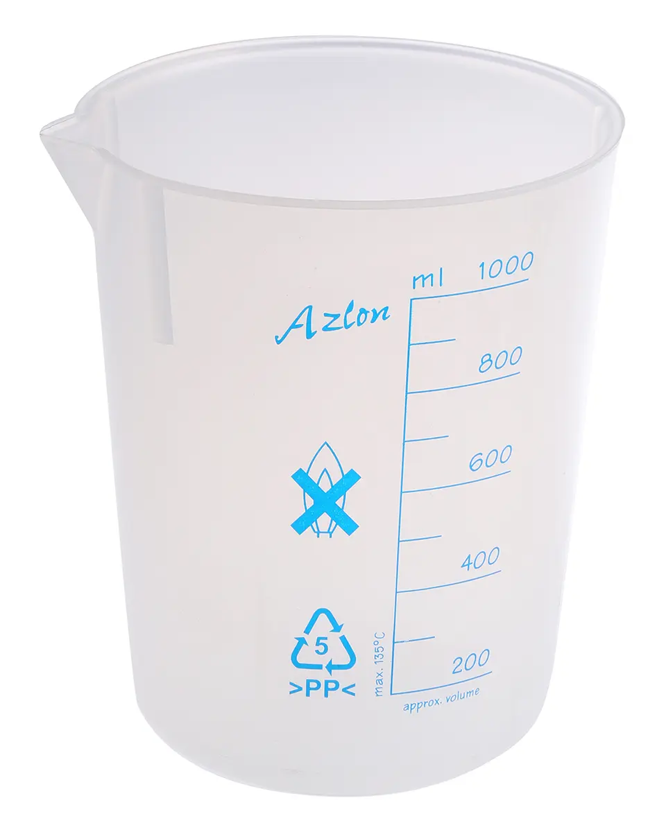 Produktfoto 1 von RS PRO Polypropylen Messbecher, Ø 120 mm / 1L