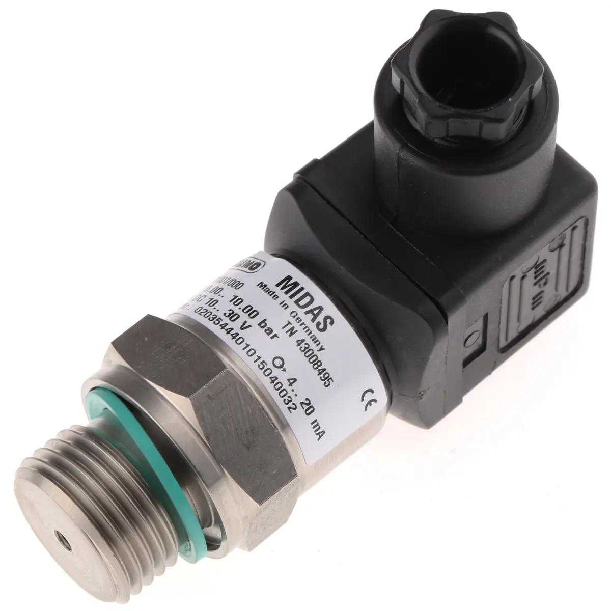 Produktfoto 1 von Jumo G1/2 Drucksensor 0bar bis 10bar 4 → 20 mA, für Hydraulikflüssigkeit, Pneumatikflüssigkeit