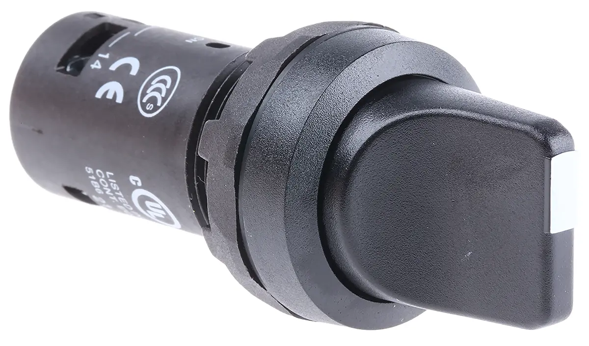 Produktfoto 1 von ABB C2SS Wahlschalterköpfe Wahlschalter 2-Stufen Kurzer Griff, schwarz 22 mm IP66, 1-poliger Umschalter