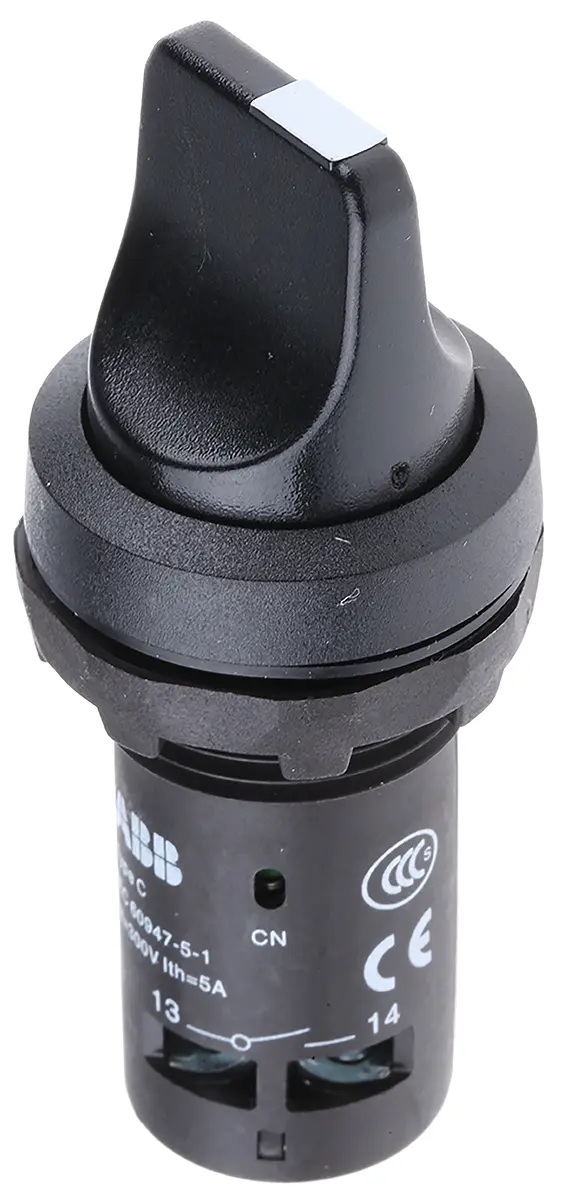 Produktfoto 1 von ABB C2SS Wahlschalterköpfe Wahlschalter 2-Stufen Kurzer Griff, schwarz 22 mm IP66, SPST