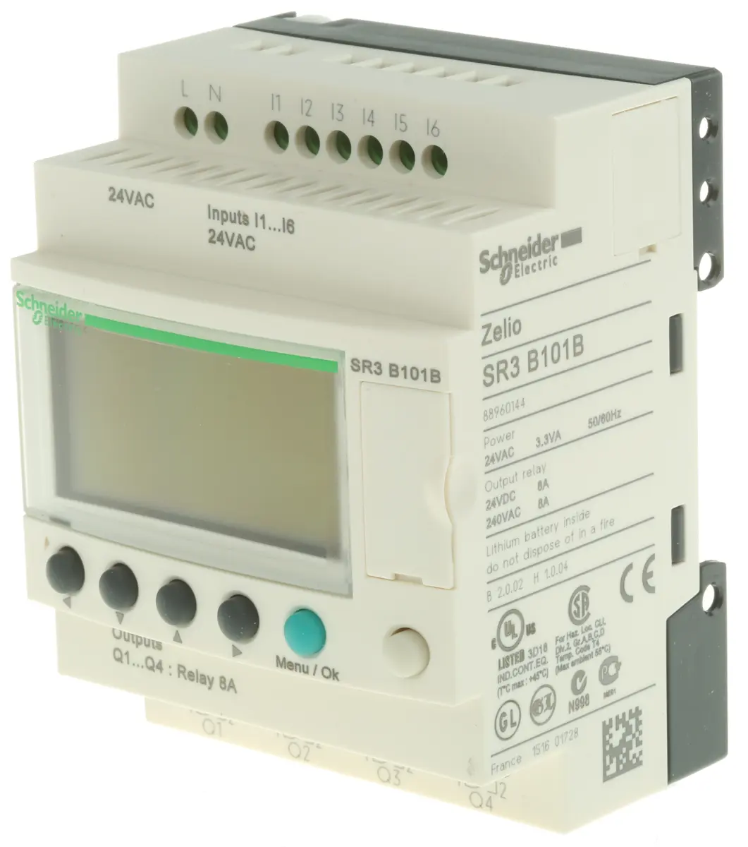 Produktfoto 1 von Schneider Electric Zelio Logic Logikmodul, 6 Eing. Relais Ausg.Typ Diskret Eing.Typ 24 Vac