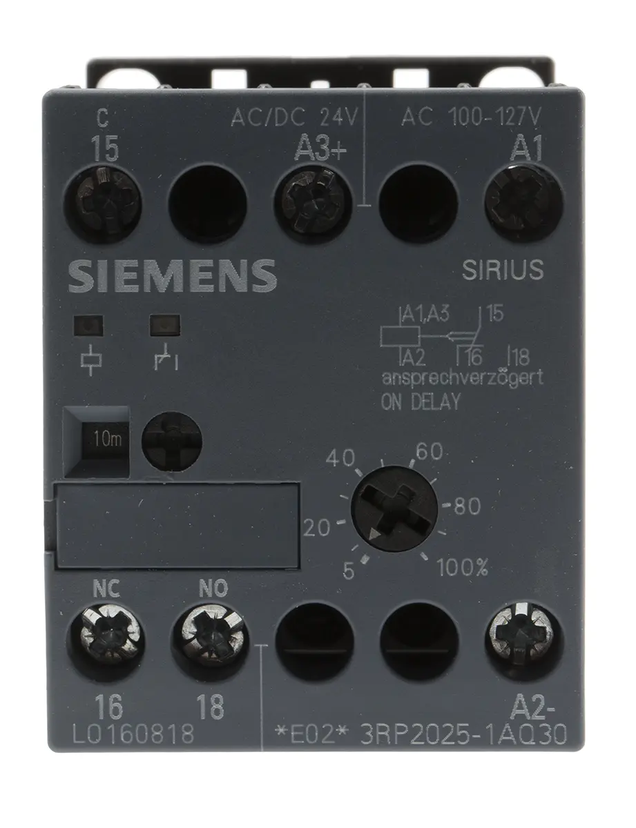 Produktfoto 1 von Siemens Zeitrelais, DIN-Schienen, 0.05 → 100 h, 0.05 → 100 min, 0.05 → 100s, 100 → 127 V