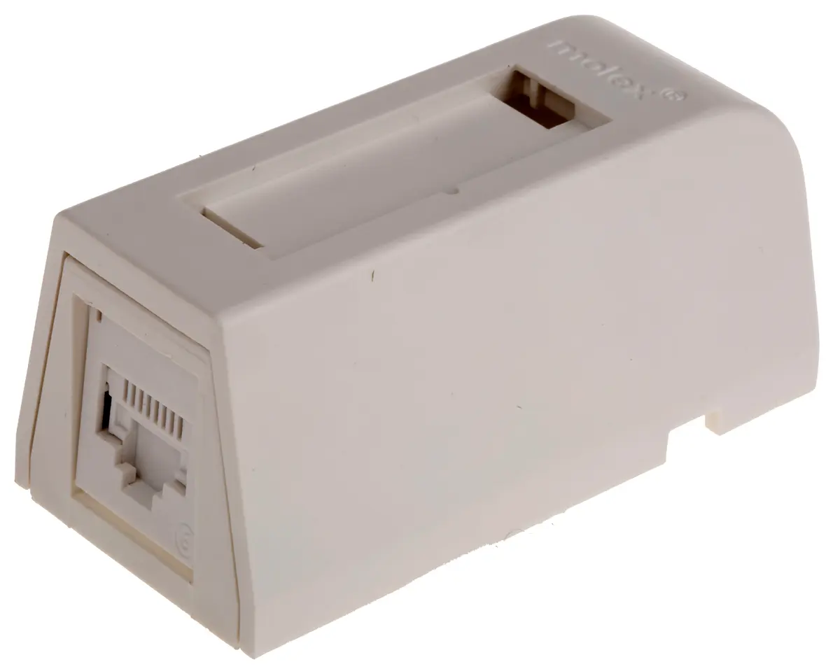 Produktfoto 1 von Molex Premise Networks Synergy RJ45 Oberfläche UTP Aufputzdose Weiß, 1 x Kat. 6 1-fach Auslass Gerade