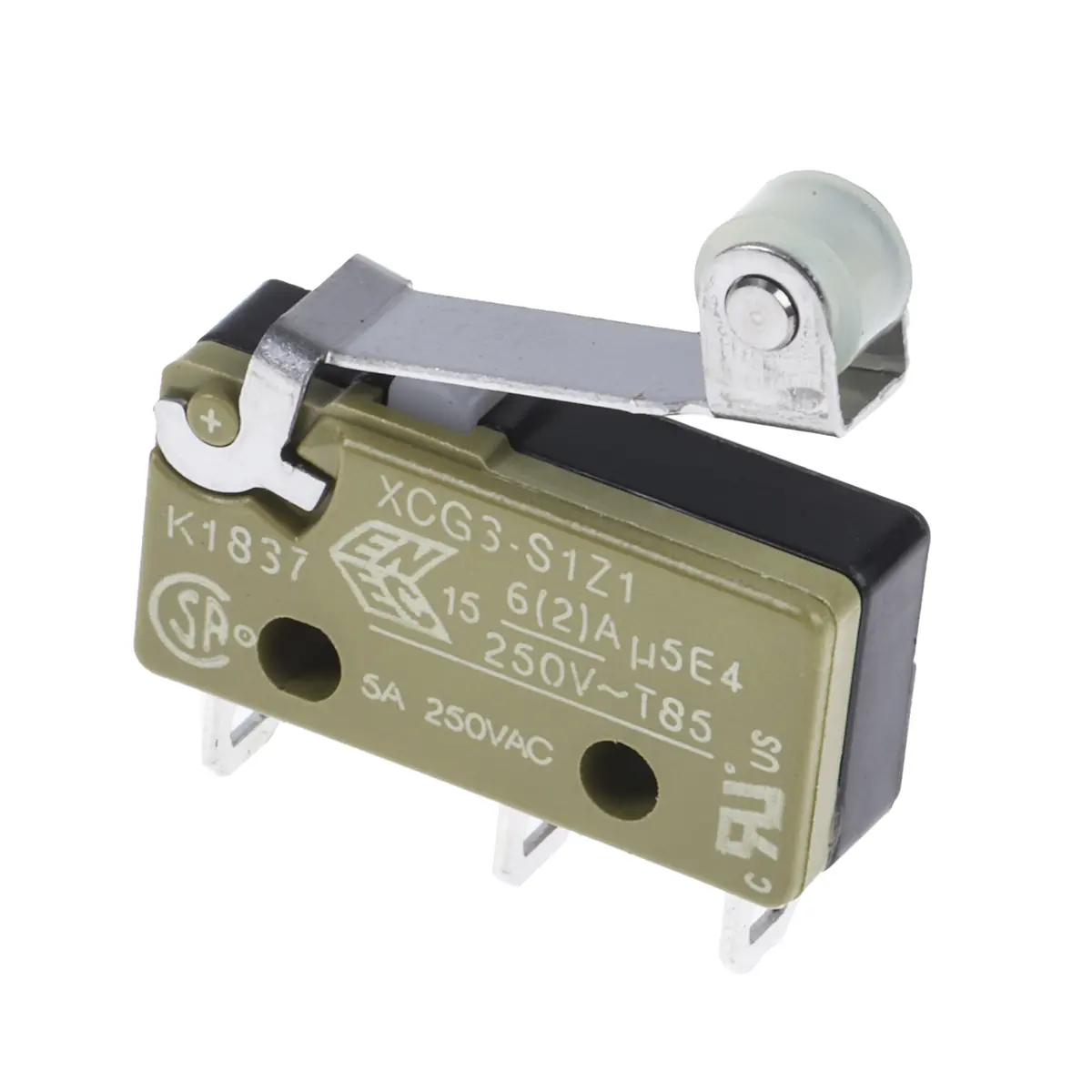 Produktfoto 1 von Saia-Burgess Mikroschalter Rollenhebel-Betätiger Lot, 1-poliger Umschalter, 250 V ac, 6A IP40 0.7N -40 °C - 85 °C