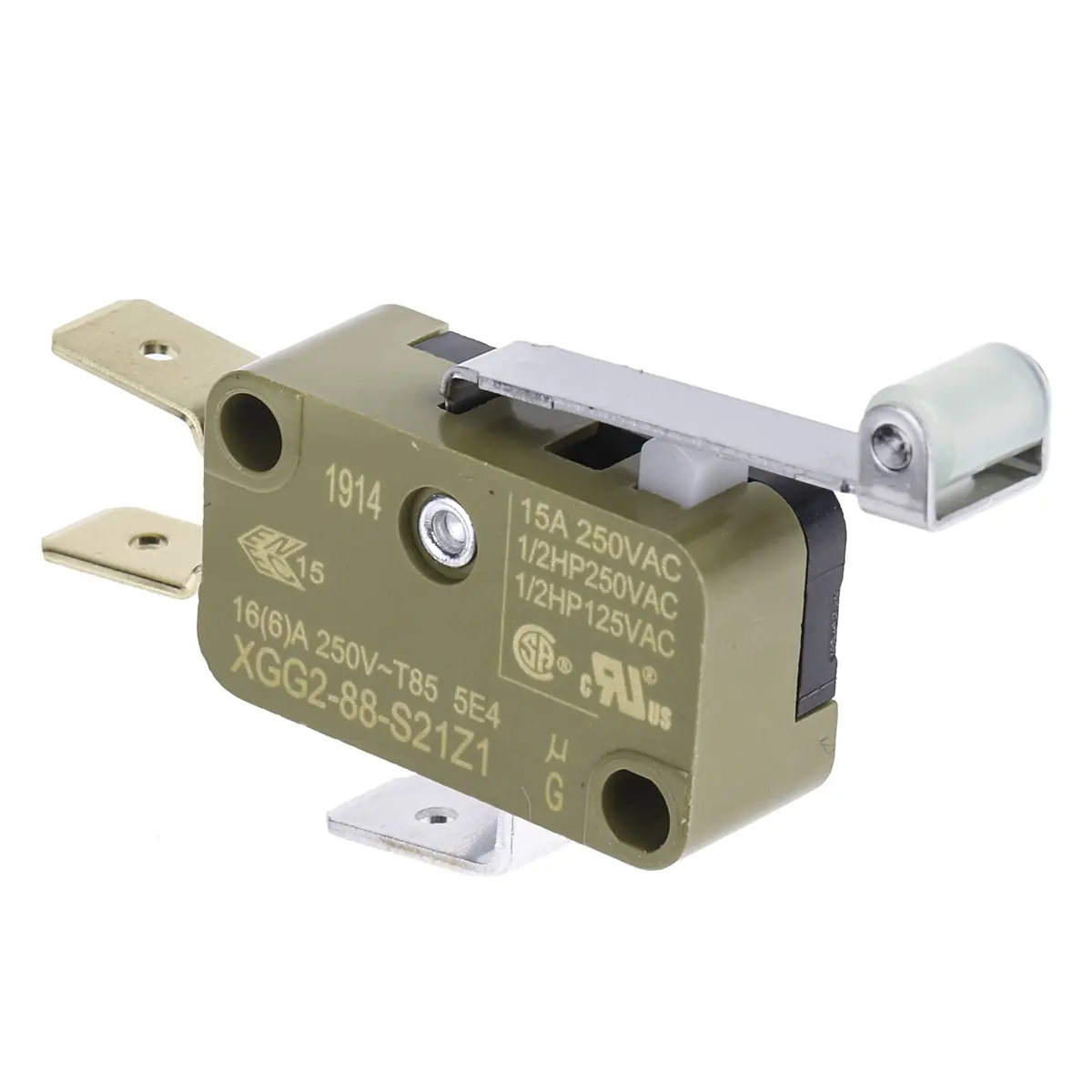 Produktfoto 1 von Saia-Burgess Mikroschalter Rollenhebel-Betätiger Stecker, Wechsler, 250 V ac, 15A IP40 1.54N -40 °C - 85 °C