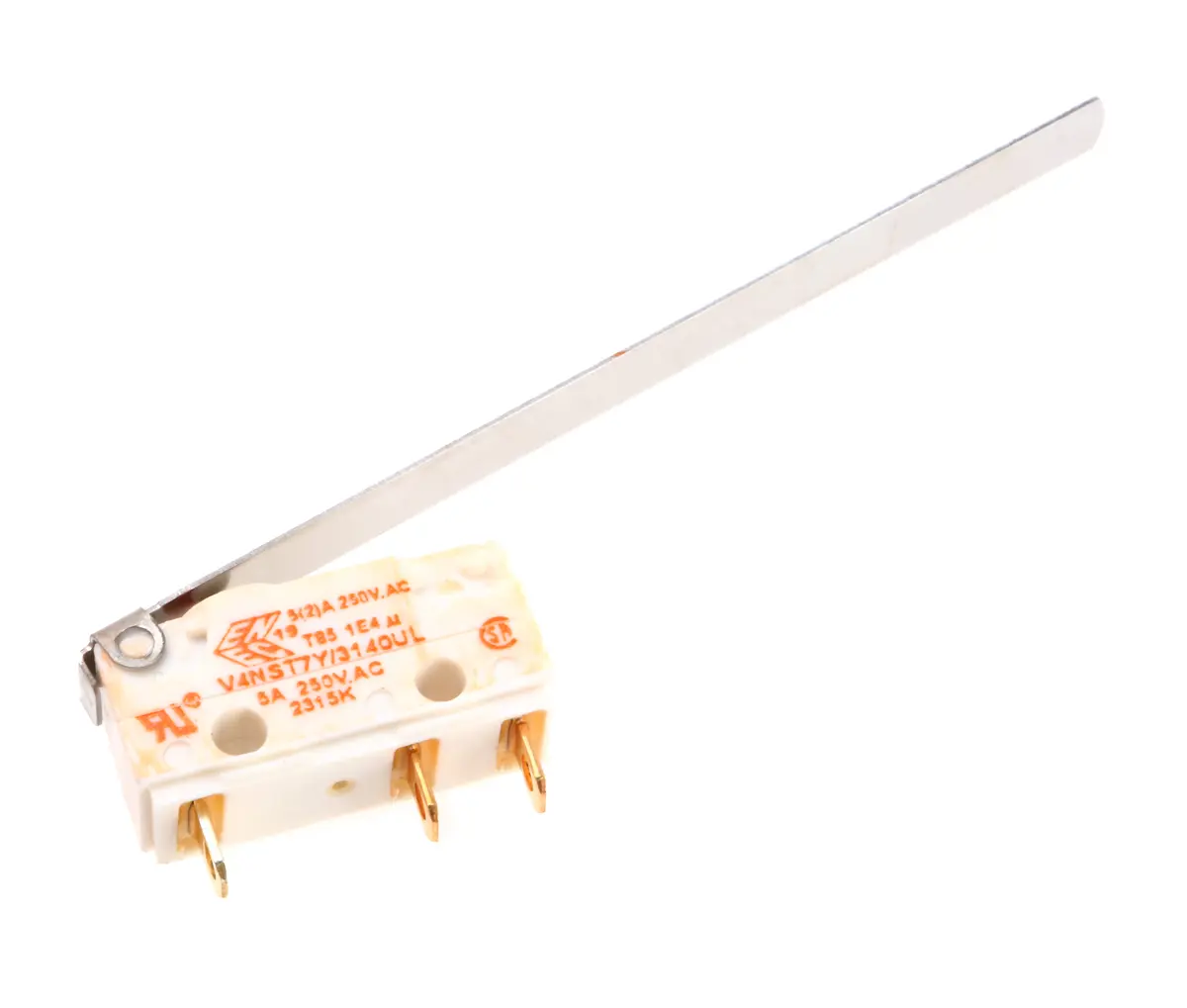 Saia-Burgess Mikroschalter Scharnierhebel lang-Betätiger Lot, 1-poliger Umschalter, 250 V ac, 5A IP67 0.9N -40 °C - 85