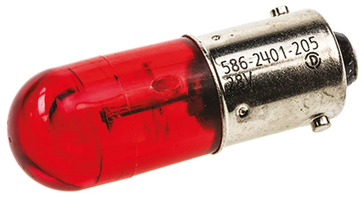 Produktfoto 1 von Dialight Leuchtmelder Rot Single Chip, 28 V dc, Ø 10 mm x 28.75 mm x 630 nm, Sockel BA9 525mcd
