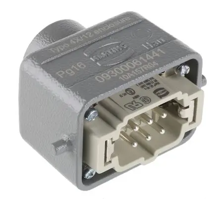 Produktfoto 1 von HARTING Han E Stromversorgungssteckverbinder in robuster Ausführung Panel 16A Schraubbefestigung Stecker 6-polig /