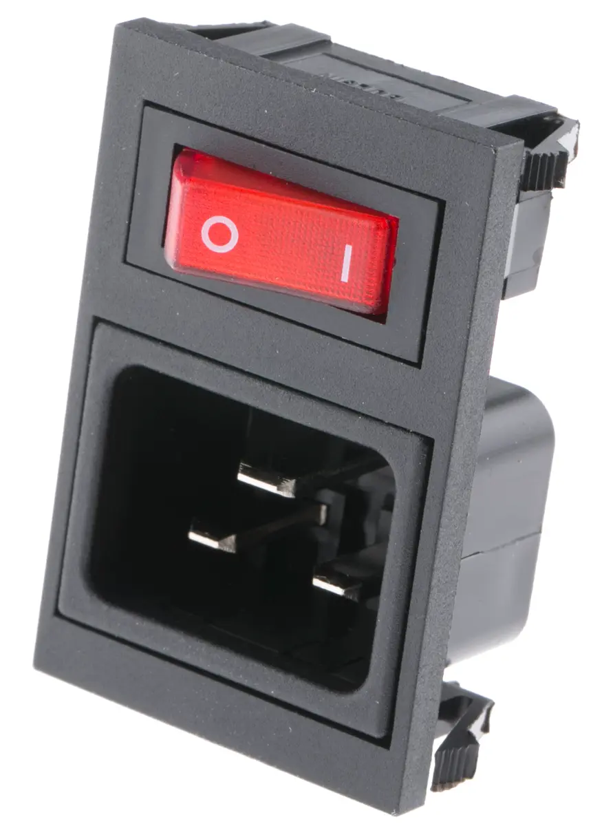 Produktfoto 1 von Bulgin Polyflange(BZV) IEC-Steckverbinder C20 250V, Gerade Buchse, Einrastmontage 16A mit 5 x 20 mm Sicherung, 2-polig