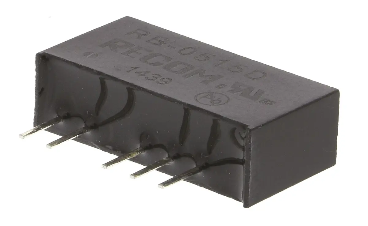Recom RB DC/DC Konverter, 15V dc, -15 V dc OUT 33 mA Durchsteckmontage 5V dc 500 V ac 1 W -40 °C 85 °C