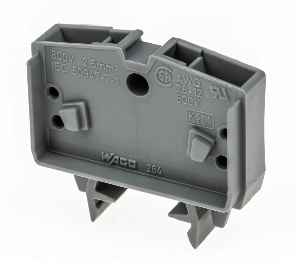 Produktfoto 1 von WAGO 264 Anschlussklemmenblock für Durchkontaktierung 1 Grau, 2.5 mm², 800 V Zugfederklemme