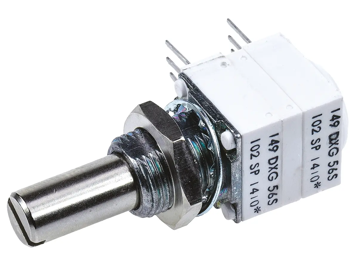 Vishay 149 THT, Tafelmontage Dreh Potentiometer 1kΩ ±10% / 1W / 2 Ausbrüche, Schaft-Ø 6.35 mm