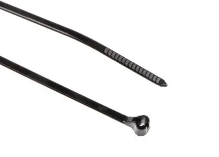 Produktfoto 1 von Thomas & Betts Ty-Rap Nylon 6.6 Kabelbinder Edelstahl-Widerhakenverriegelung Schwarz 2.4mm x 92 mm