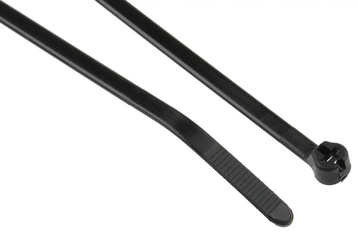 Produktfoto 1 von Thomas & Betts Ty-Rap Nylon 6.6 Kabelbinder Edelstahl-Widerhakenverriegelung Schwarz 4.8 mm x 186 mm