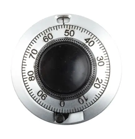 Produktfoto 1 von Vishay Chrom Potentiometer-Knopf, Zeiger Schwarz Ø 46 mm x 24.6 mm, Rund Schaft 6.35 mm