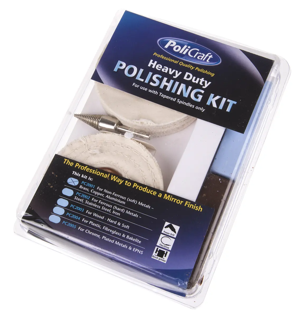 Produktfoto 1 von RS PRO Polierkit Anwend.f. Nichteisenmetall ,enth. Baumwollmopp, Luster, Rouge, weiß gestrümmter Mop