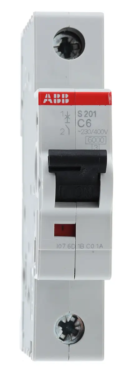 Produktfoto 1 von ABB System Pro M Compact Miniaturüberlastschalter Typ C, Pol 1-polig 6 A 253 V ac, Abschaltvermögen 6 kA System Pro M