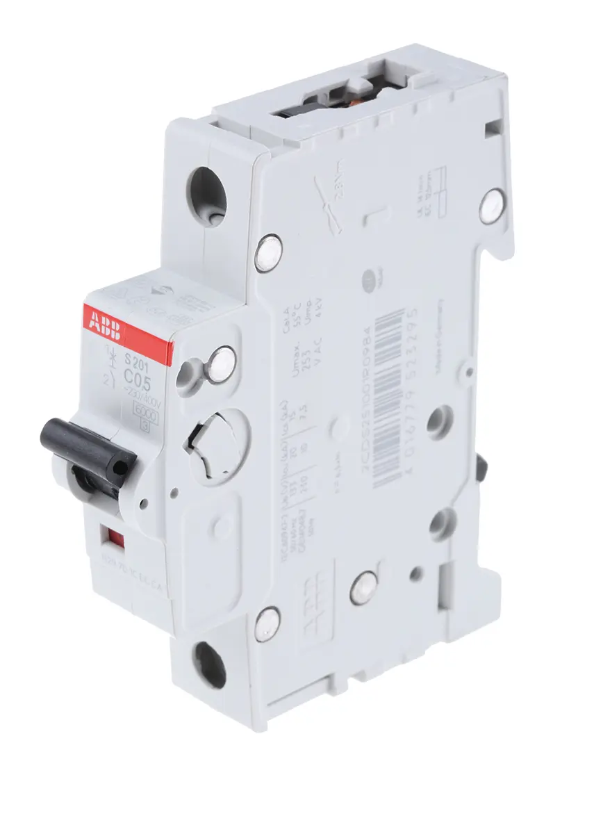 Produktfoto 1 von ABB System Pro M Compact Miniaturüberlastschalter Typ C, Pol 1-polig 500mA 253V ac, Abschaltvermögen 6 kA System Pro M