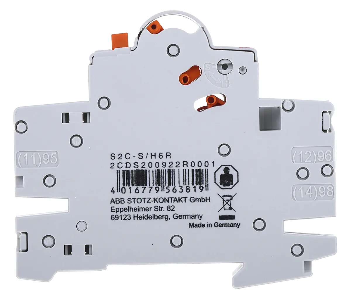 Produktfoto 1 von ABB S2C Hilfskontakt 2-polig DIN-Hutschiene, 1 Schließer/1 Öffner mit Schraube Anschluss 6 A, 240V ac