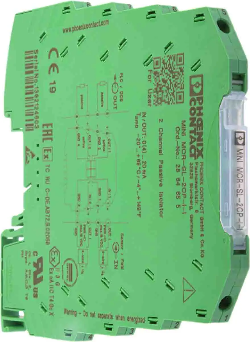 Produktfoto 1 von Phoenix Contact Serie MINI MCR Signalwandler 18 V, Strom 0 to 20 mA EIN / Strom 0 to 20 mA AUS DIN-Hutschiene, Abteilung
