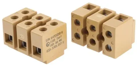 Produktfoto 1 von Weidmüller SAK Messing Edelstahl Melamin Klemmblock ohne Sicherung 41A Beige 3-polig Schraubbefestigung 10AWG, 22 AWG