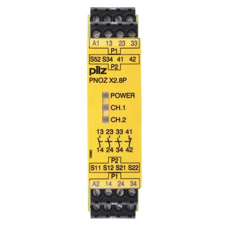 Produktfoto 1 von Pilz PNOZ X2.8P Sicherheitsrelais 24V ac/dc, 240 V ac/dc, 3 Sicherheitskontakte, 1 Hilfsschalter, Manuell RoHS SIL IEC