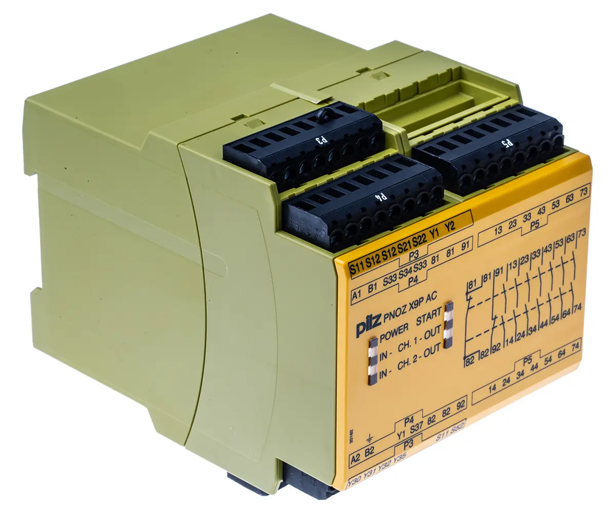 Produktfoto 1 von Pilz PNOZ X9P Sicherheitsrelais 24V ac/dc, 240 V ac/dc, 7 Sicherheitskontakte, 2 Hilfsschalter RoHS SIL IEC 61508