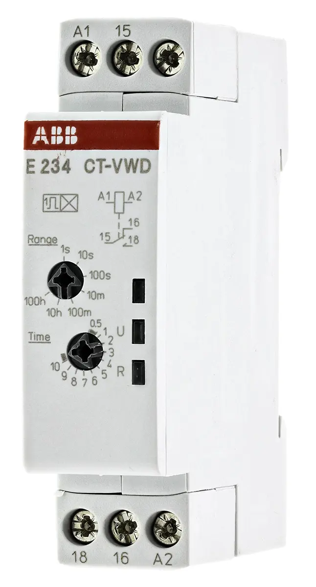 Produktfoto 1 von ABB Zeitrelais, DIN-Schienen, 0.05 → 360000s, 240V, 1 Kont. Einfach, 1-poliger Wechsler