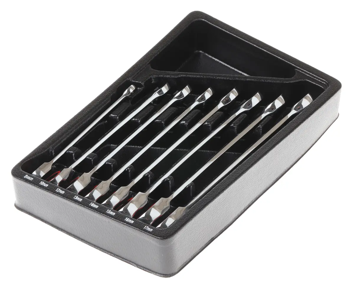 RS PRO Schraubenschlüsselsatz Ratschenschlüsselsatz CrV-Stahl, 8-teilig 8 to 17 mm