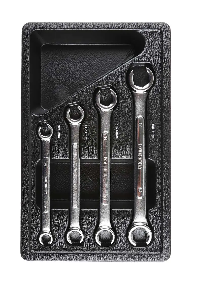 RS PRO Schraubenschlüsselsatz Satz offener Ringschlüsse CrV-Stahl, 4-teilig 9 x 10 mm, 11 x 12 mm, 13 x 14 mm, 15 x 1 mm