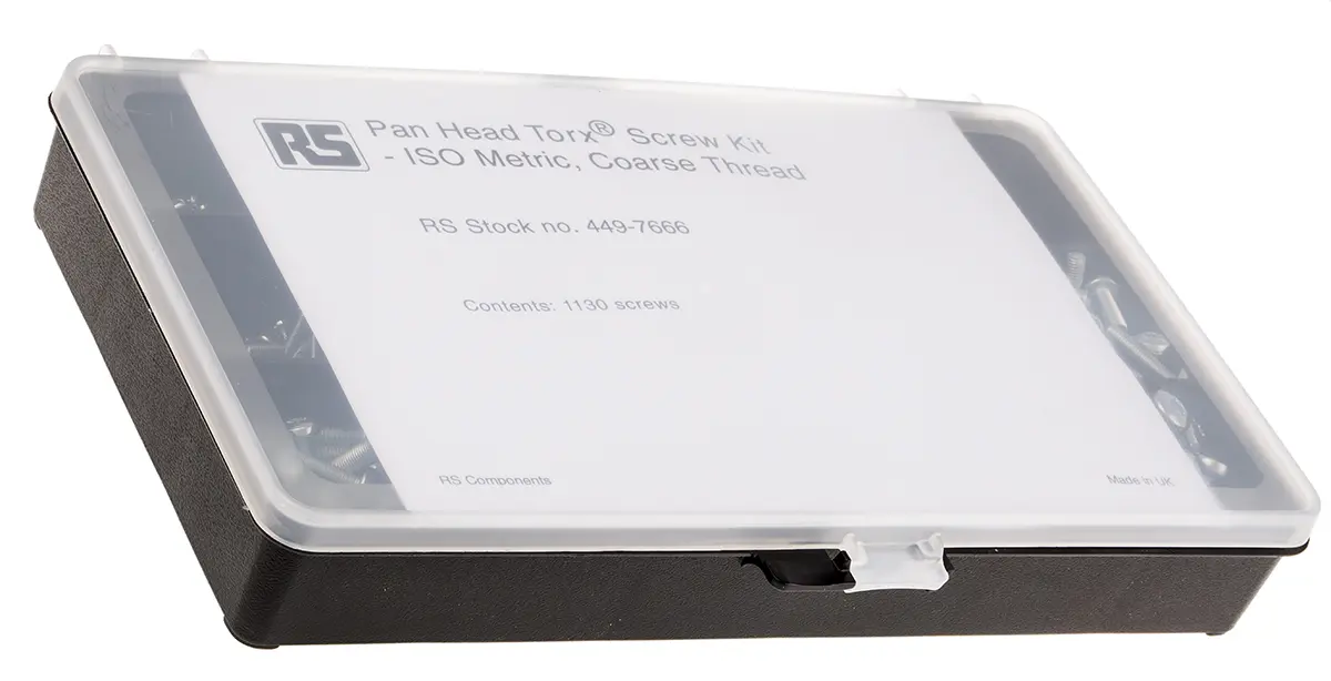 Produktfoto 1 von RS PRO Stahl Innensechsrund Schraubensortiment Flachrund x 25 mm x 6 mm, 1130 Stück